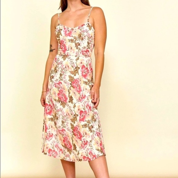 Reformation Cassandra Cream Maxi Sundress Spaghetti Strap Sleeveless Size 10 - Picture 2 of 10